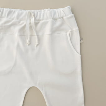 Calça Saruel Infantil com Bolsos Unissex - Algodão Premium - Off White