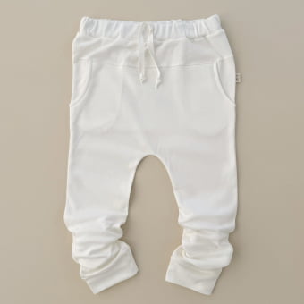 Calça Saruel Infantil com Bolsos Unissex - Algodão Premium - Off White