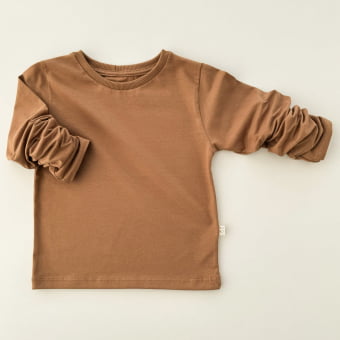 Camiseta Infantil Manga Longa Unissex - Cotton Premium Leve - Caramelo