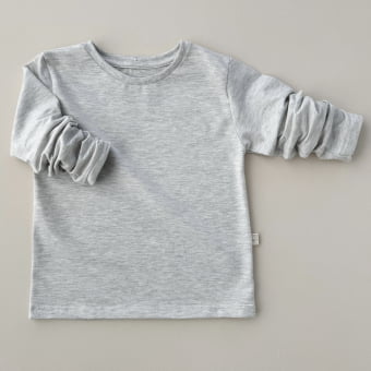 Camiseta Infantil Manga Longa Unissex - Cotton Premium Leve - Mescla Claro