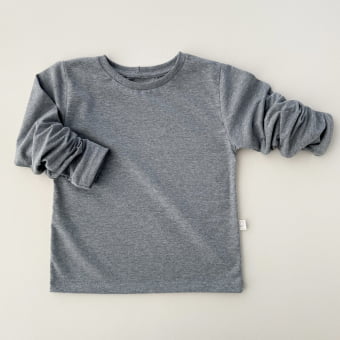 Camiseta Infantil Manga Longa Unissex - Cotton Premium Leve - Mescla Escuro