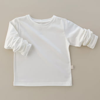 Camiseta Infantil Manga Longa Unissex - Cotton Premium Leve - Off White
