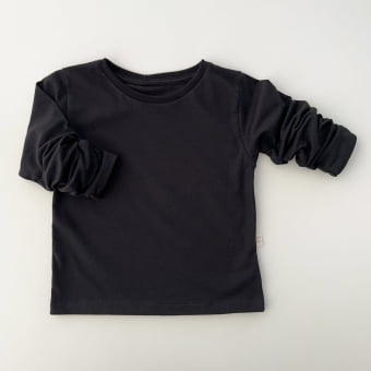 Camiseta Infantil Manga Longa Unissex - Cotton Premium Leve - Preto