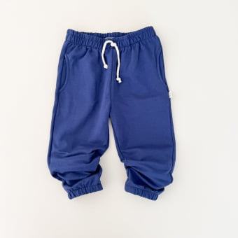 Conjunto Infantil Camiseta Listrado Premium e Calça Molecotton — Marfim e Azul Cobalto