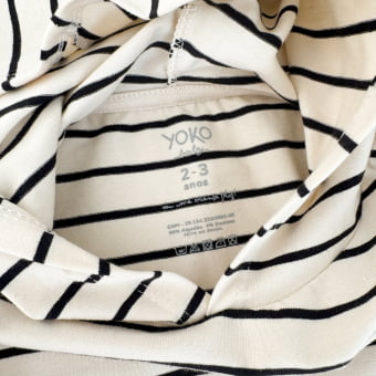 Conjunto Infantil Camiseta Listrado Premium e Calça Molecotton — Marfim e Preto