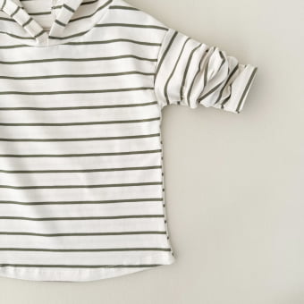 Conjunto Infantil Camiseta Listrado Premium e Calça Molecotton — Marfim e Verde Floresta