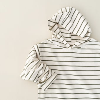Conjunto Infantil Camiseta Listrado Premium e Calça Molecotton — Marfim e Verde Floresta