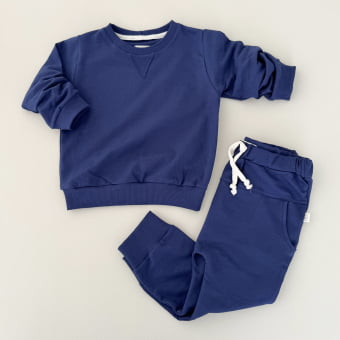 Conjunto Infantil Molecotton Manga Longa - Azul Cobalto