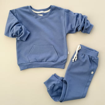 Conjunto Infantil Moletom Peluciado Comfy – Azul Índigo