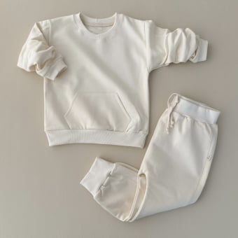 Conjunto Infantil Moletom Peluciado Comfy – Natural