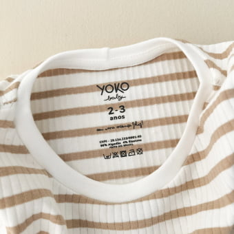 Conjunto Infantil Pijama Manga Longa – Listrado Off White & Latte