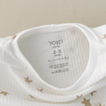 Conjunto Infantil Pijama Manga Longa – Off White com Estrelas Latte