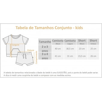 Conjunto Kids Camiseta Bolso e Short - Cinza Mescla Escuro