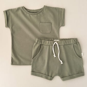 Conjunto Kids Camiseta Bolso e Shorts – Verde Pistache