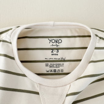 Conjunto Kids Camiseta e Shorts – Listras Marfim e Verde