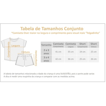 Conjunto Kids Camiseta Oversized e Short - Off White e Amarelo Brulée