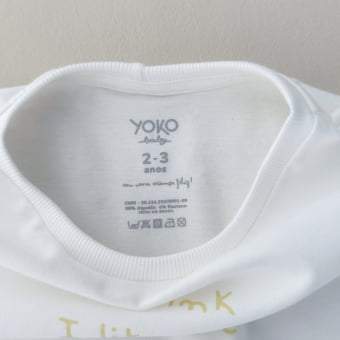 Conjunto Kids Camiseta Oversized e Short - Off White e Amarelo Brulée