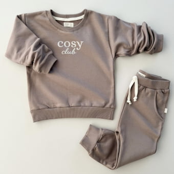 Conjunto KIDS Moletom Peluciado Comfy Cosy Club - Marrom Cappuccino