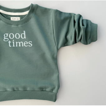 Conjunto KIDS Moletom Peluciado Comfy Good Times - Verde Bonsai