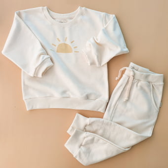 Conjunto Kids Moletom Peluciado Comfy Sol - Natural