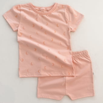 Conjunto Kids Pijama Manga Curta - Pêssego e Lua