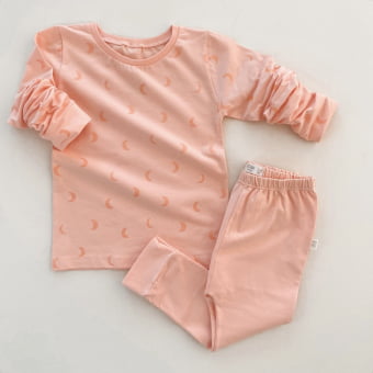 Conjunto Kids Pijama Manga Longa - Pêssego e Lua