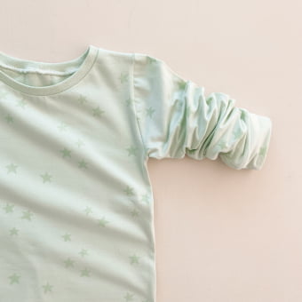 Conjunto Kids Pijama Manga Longa - Verde Menta e Estrelas