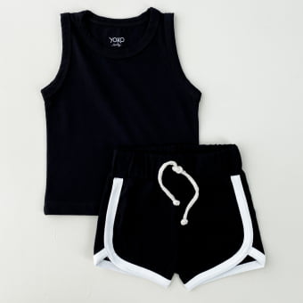 Conjunto Kids Regata e Shorts - Preto