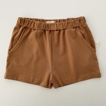 Short Infantil Bolsos Unissex - Cotton Premium Leve - Caramelo