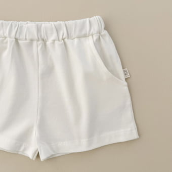 Short Infantil Bolsos Unissex - Cotton Premium Leve - Off White