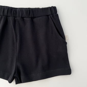 Short Infantil Bolsos Unissex - Cotton Premium Leve - Preto