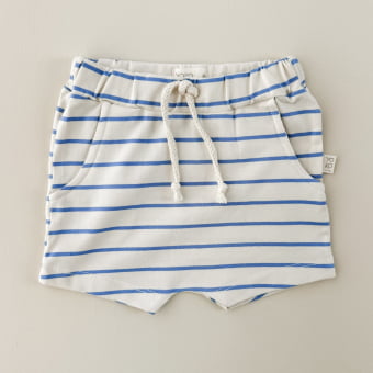 Short Kids Saruel - Listrado Marfim e Azul