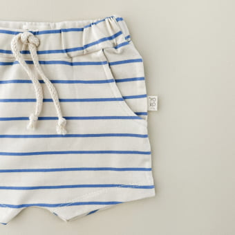 Short Kids Saruel - Listrado Marfim e Azul