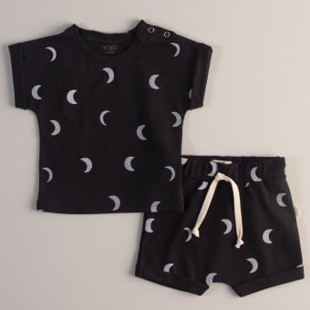 Kit Body Bebe e Camiseta  Manga Curta Doce Luar - 6 peças