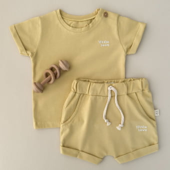 Conjunto Bebe Camiseta e Short - Amarelo Brulée
