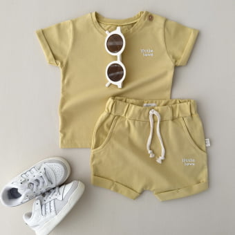 Conjunto Bebe Camiseta e Short - Amarelo Brulée