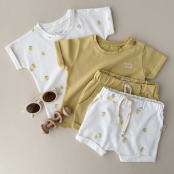 Conjunto Bebe Camiseta e Shorts - Cotton Premium Leve - Lemon