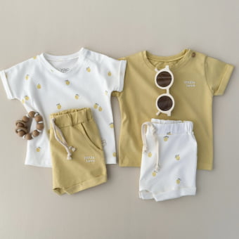 Conjunto Bebe Camiseta e Shorts - Cotton Premium Leve - Lemon