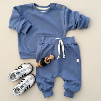 Conjunto Bebê Moletom Peluciado Comfy – Azul Índigo
