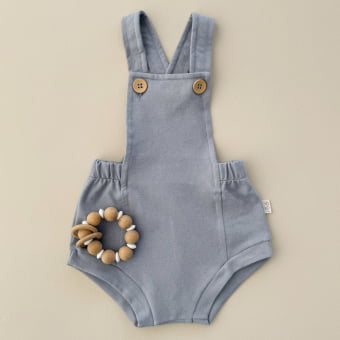 Jardineira Bebe Bloomer Texturizada - Azul Brisa