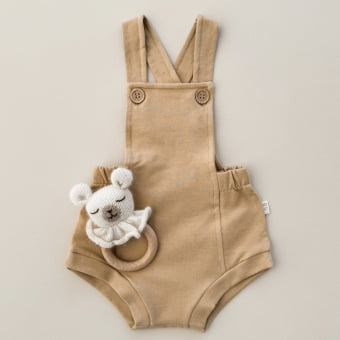 Jardineira Bebe Bloomer Texturizada - Mel