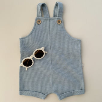 Jardineira Bebe Waffle – Azul Celeste