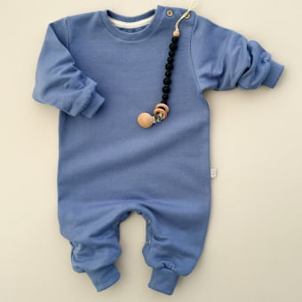 Macacão Bebe Moletom Peluciado Comfy Básico - Azul Indigo