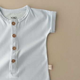 Macaquinho Bebe Manga Curta - Azul Céu