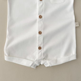 Macaquinho Bebê Manga Curta com Gola – Off White