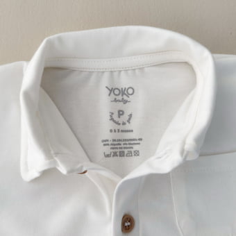 Macaquinho Bebê Manga Curta com Gola – Off White