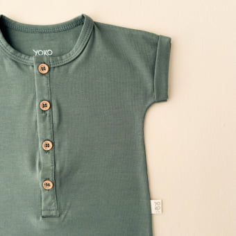 Macaquinho Bebe Manga Curta - Verde Bonsai