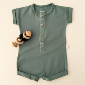 Macaquinho Bebe Manga Curta - Verde Bonsai