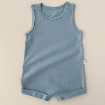 Macaquinho Bebe Regata Cotton Leve - Azul Celeste