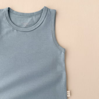 Macaquinho Bebe Regata Cotton Leve - Azul Celeste